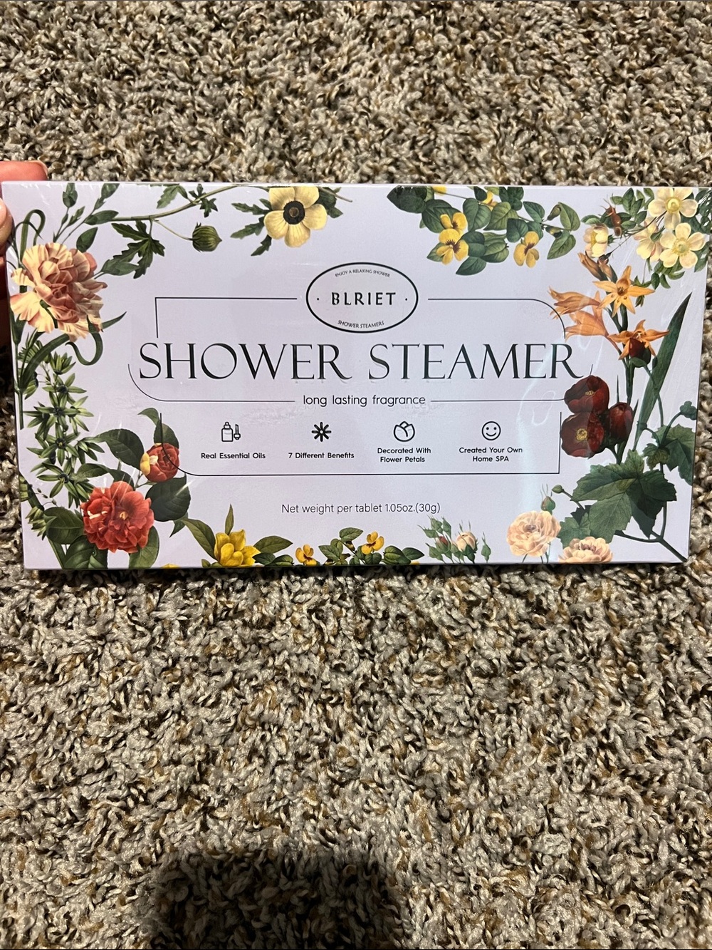 Blriet Shower Steamer - Floral Scent (White with Multicolor Floral Accents)